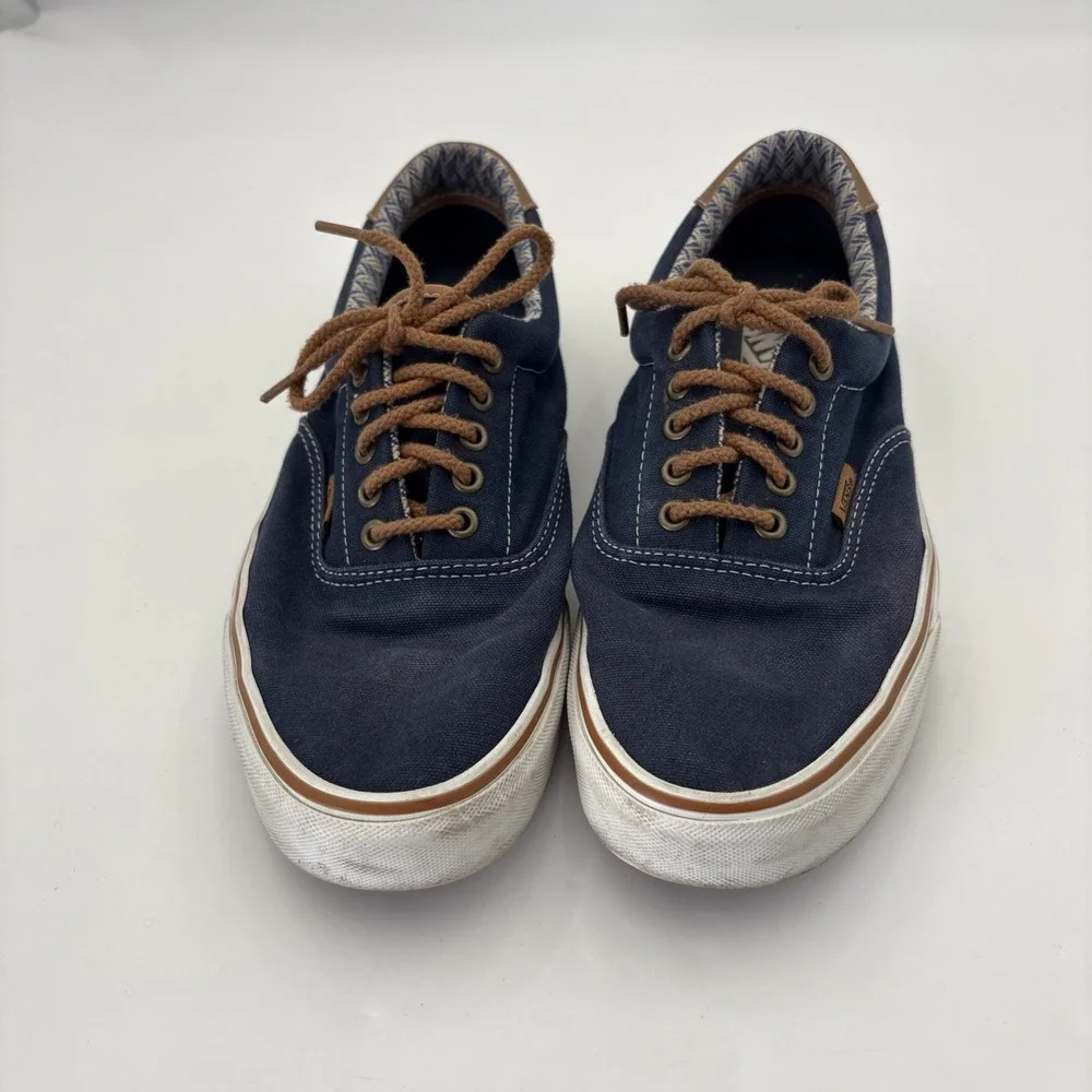 Vans Men's Size 11 Navy Canvas Boat Shoes Leather Trim Rope Laces Sneakers